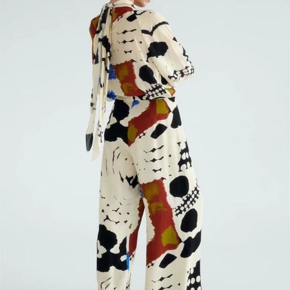 Women Loose Long Sleeve Shirt and Wrapping Print Pants - Picture 6 of 8